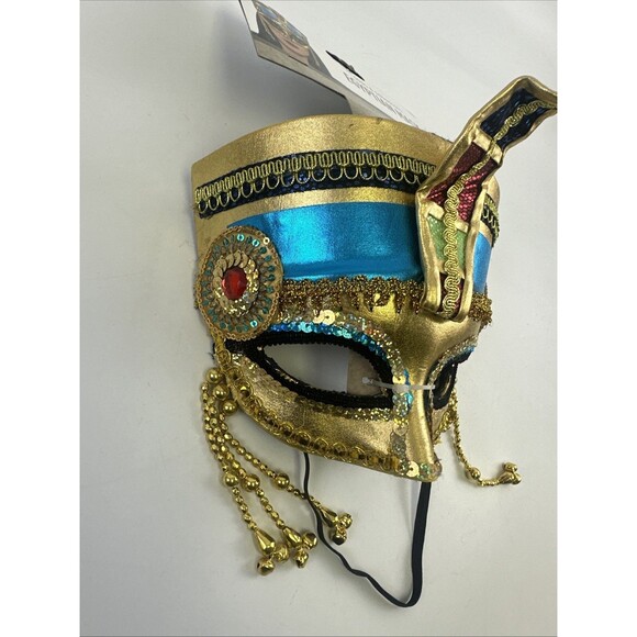 Gods And Goddesses Egyptian Mask Costume Gold Snake Head Elastic Strap New - Picture 5 of 7